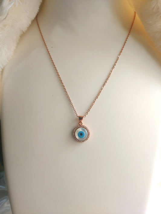 Opal Disc Evil Eye Neckpiece