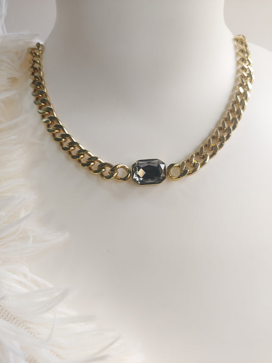 Large Link choker with Grey Sapphire stone