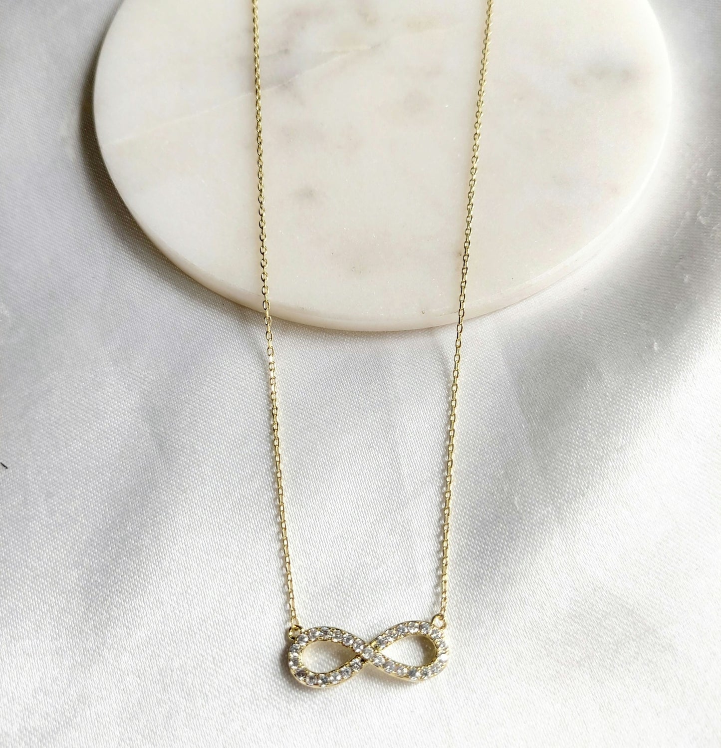 Crystal Gold infinity love necklace