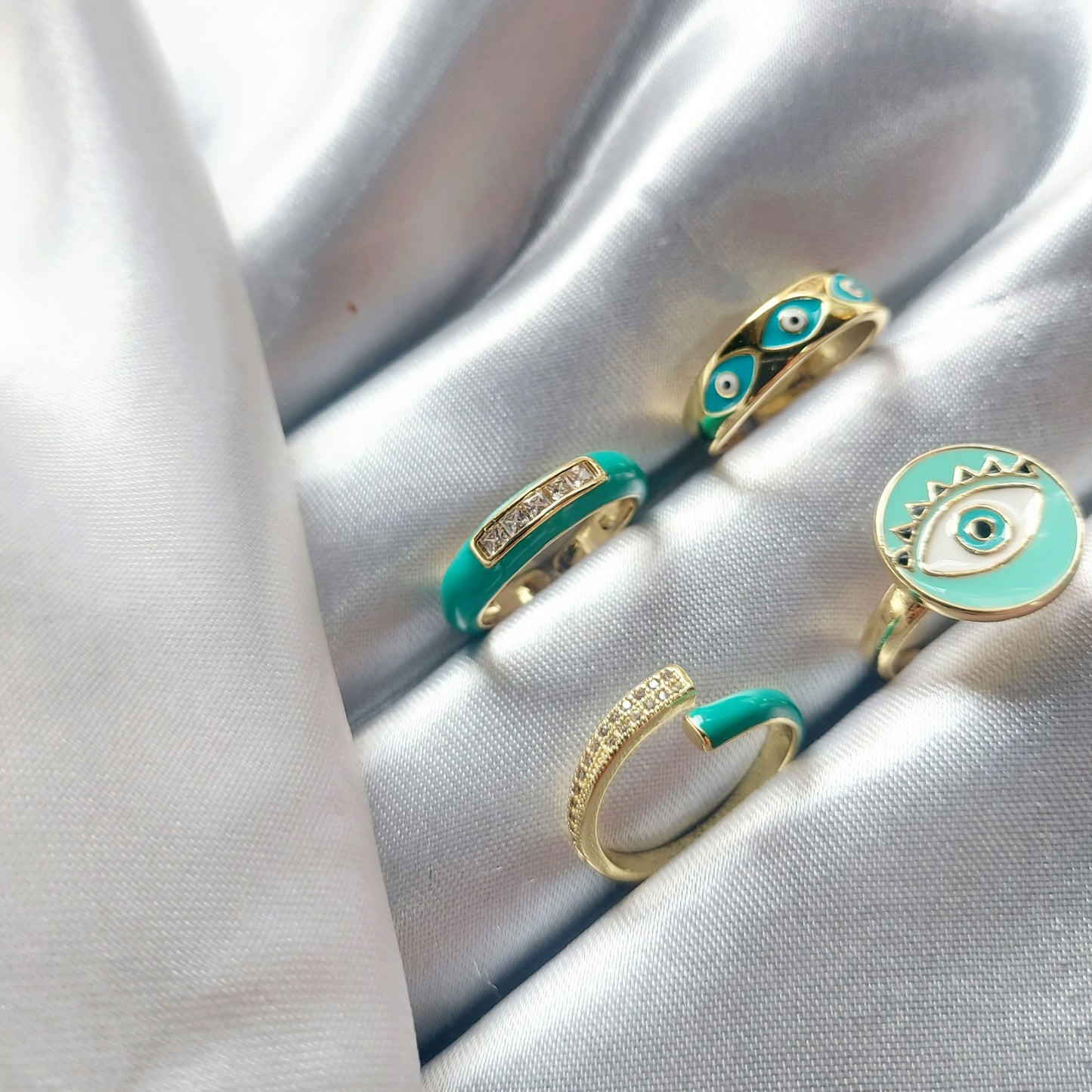 Enamel Sea-Green open Ring