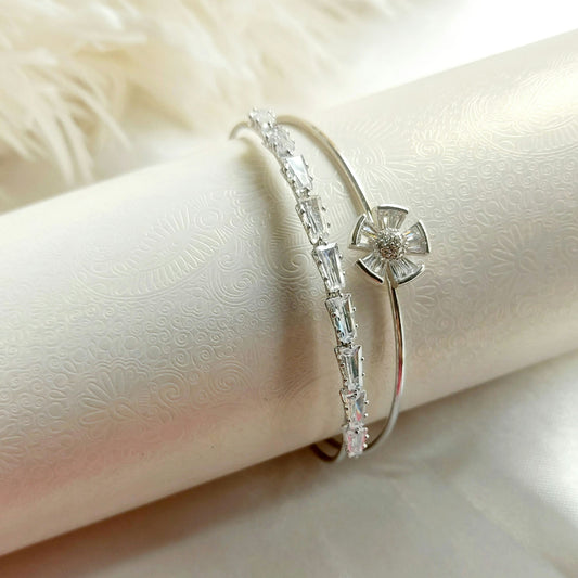 Flora crystal silver cuff