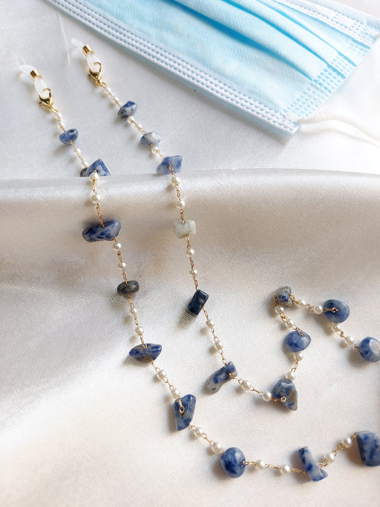 Crystal beads with water pearl Chain (Gray blue)