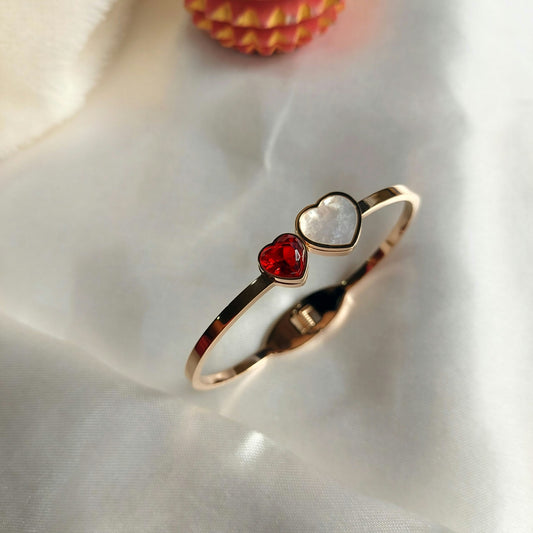 Happy Heart Bangle Cuff (Red)