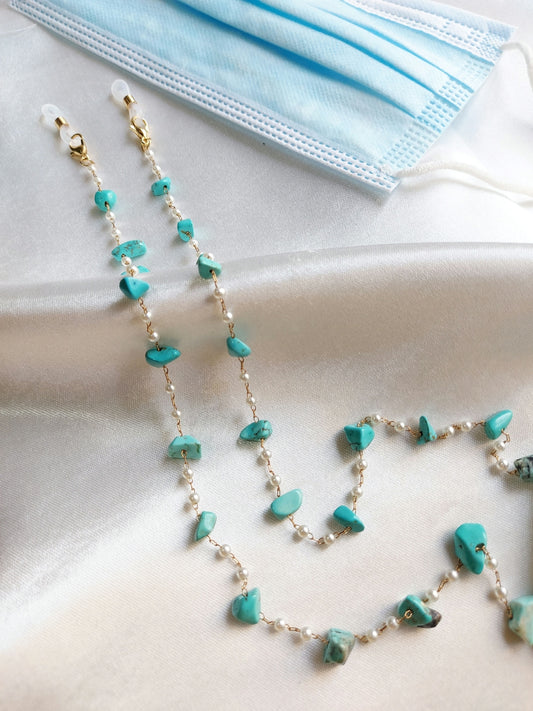 Crystal beads with water pearl Chain (Turquoise)