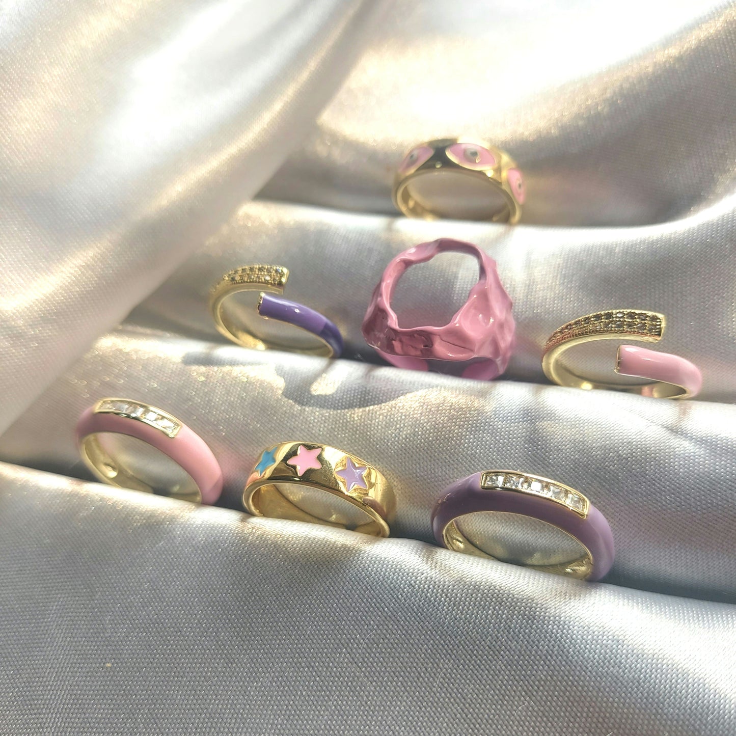 Enamel pink open Ring