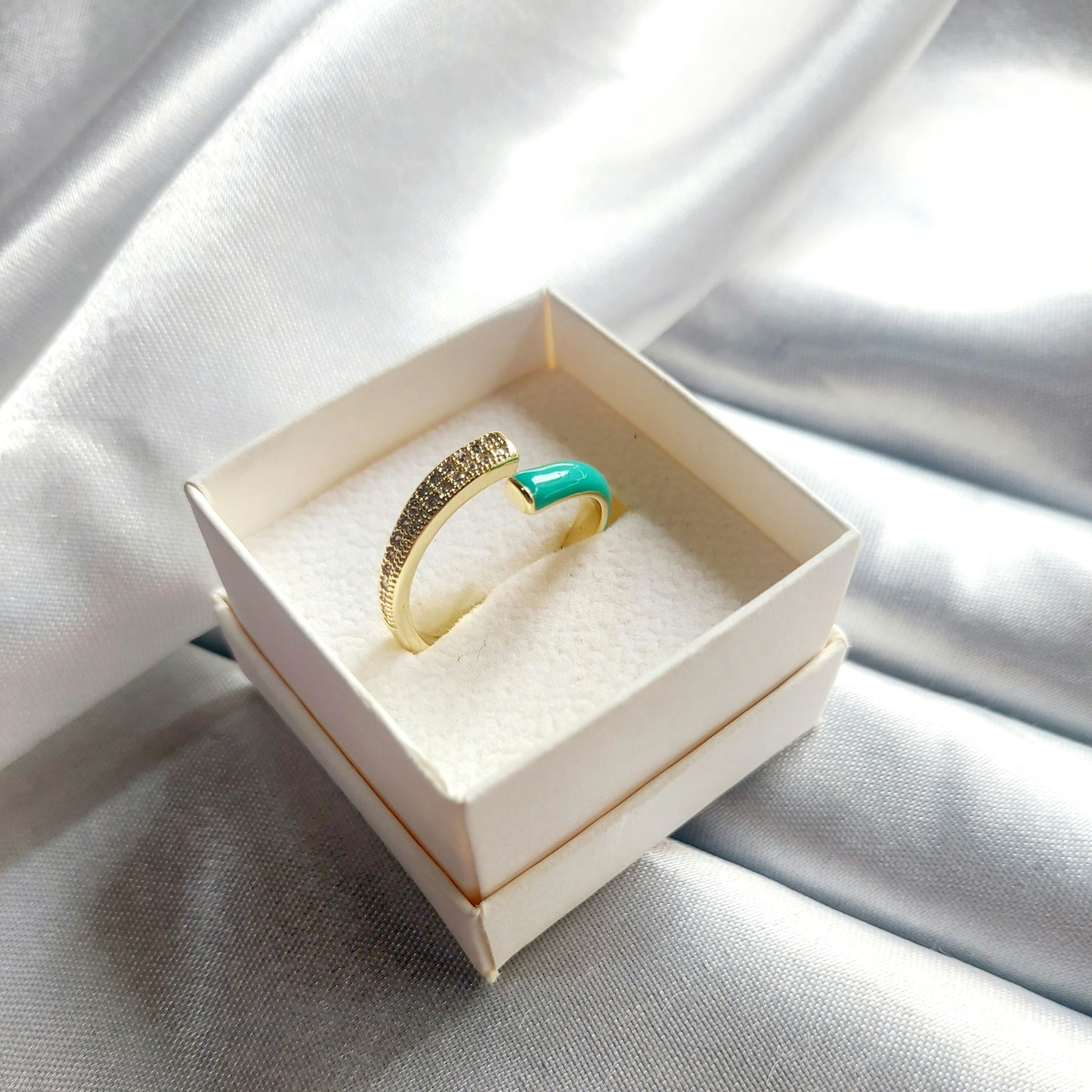 Enamel Sea-Green open Ring