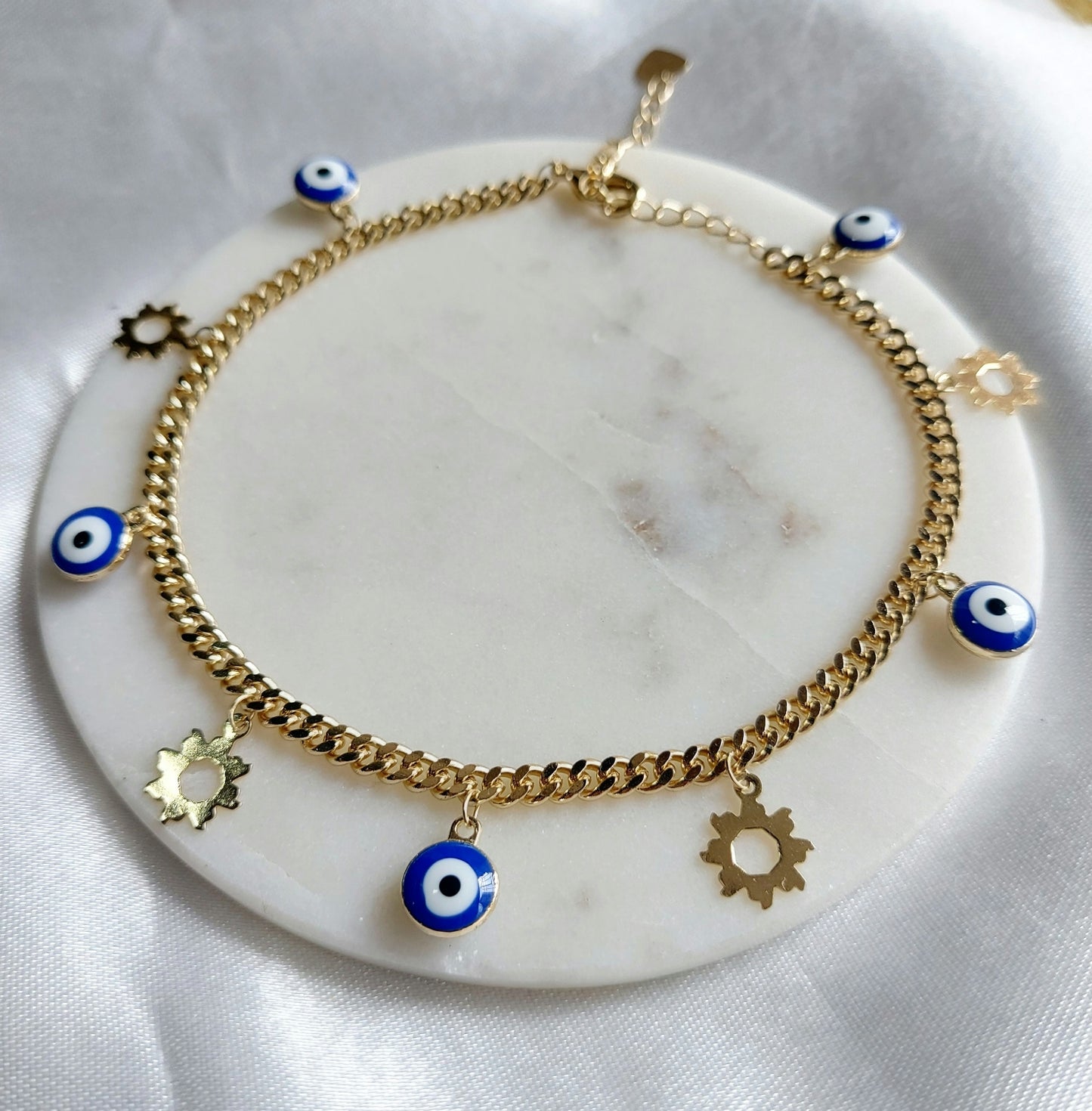 Evil Eye Anklet in Blue