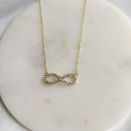 Crystal Gold infinity love necklace