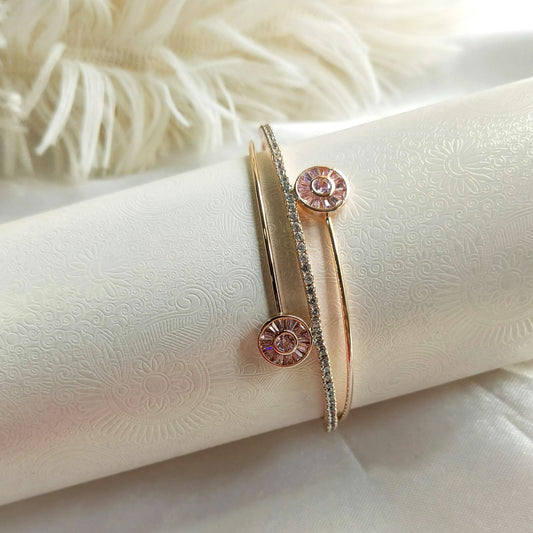 Rose Gold Evil Eye Crystal Bangle Cuff