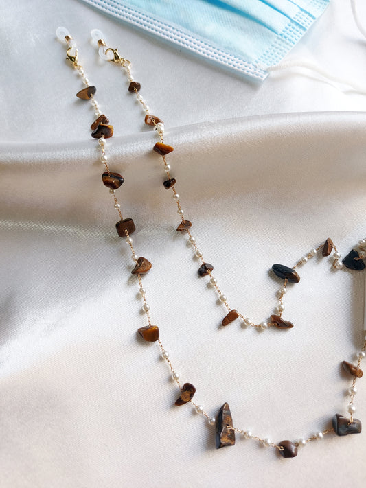 Crystal beads with pearl Chain (brown)