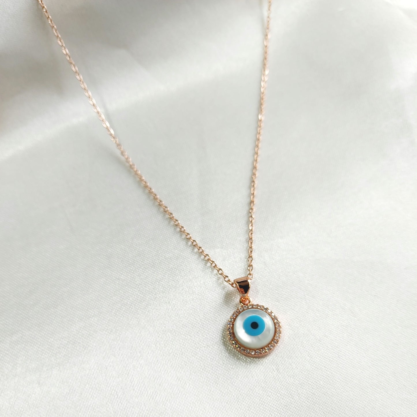 Opal Disc Evil Eye Neckpiece