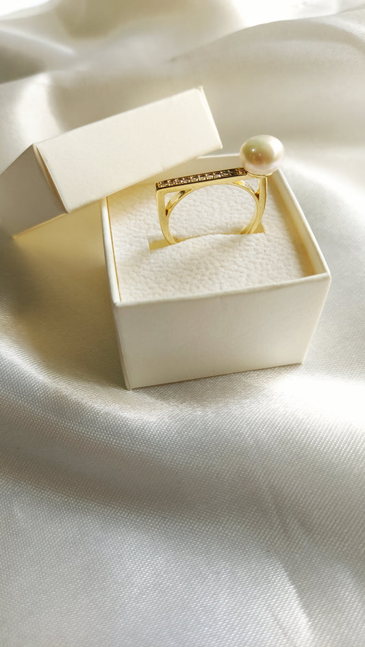 Akoya Pearl Square Ring